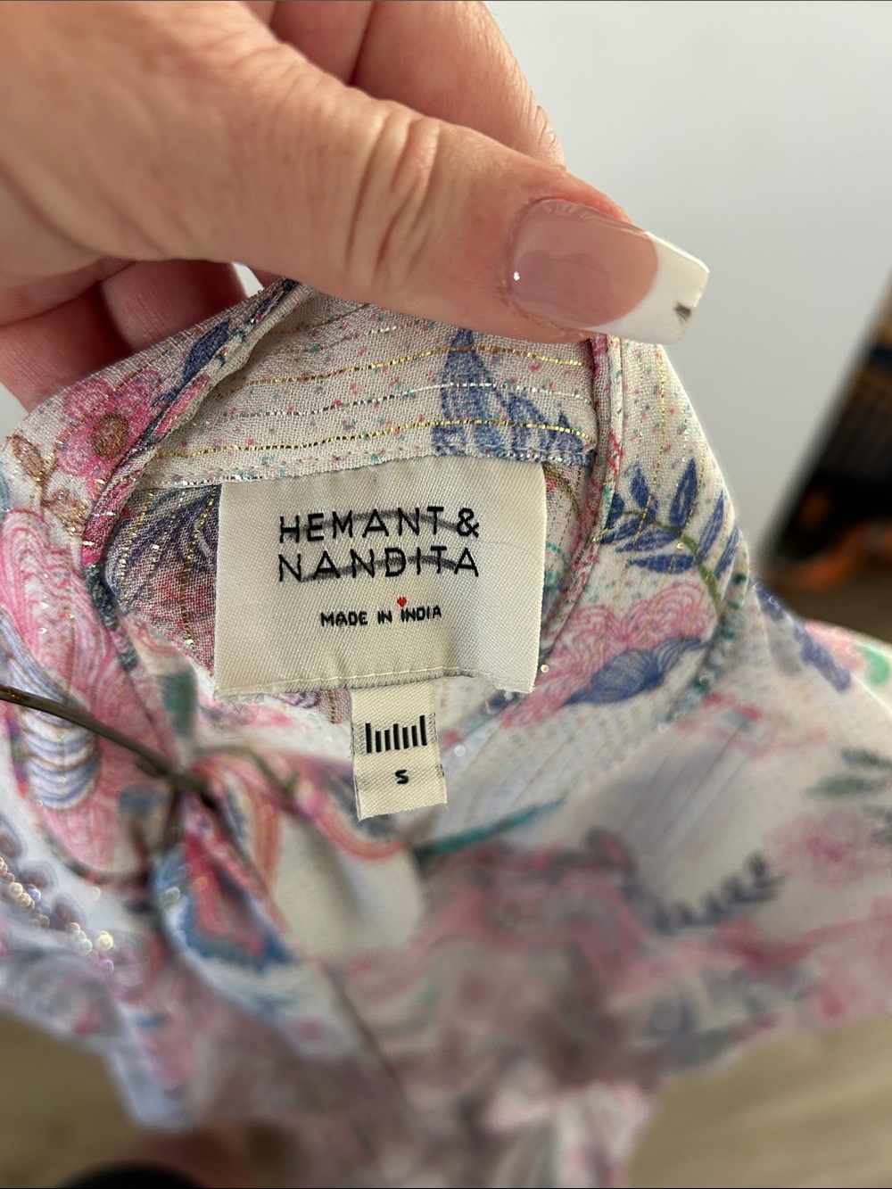 HEMANT & NANDITA Pink Floral Tie-Neck Maxi Dress - Picture 4 of 4
